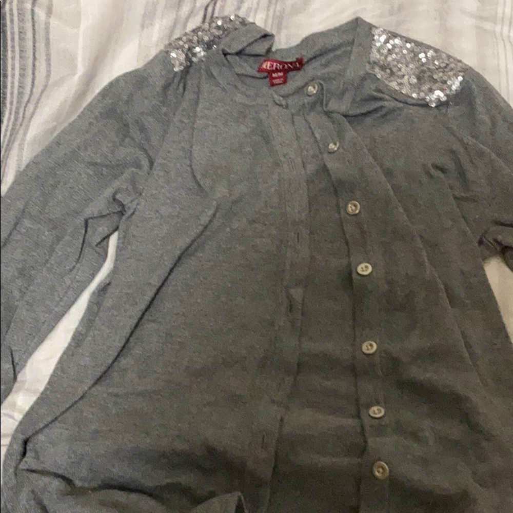 Cute sequined button shirt